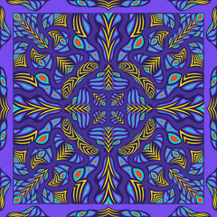 contemporary yellow arrow native pattern on violet