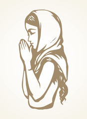 Vector image of the praying girl