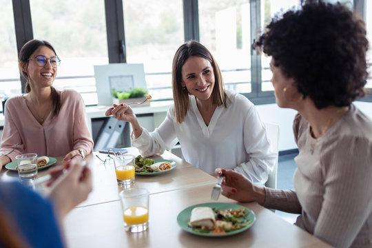 Businesswomen during lunch in an office