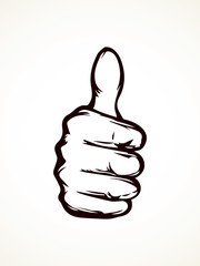 Thumb up. The sign is excellent. Vector drawing