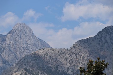 View of the Taurus mountains and the sky with clouds