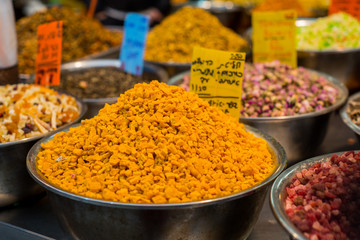 Spices and fruit in the open marketplace
