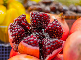 Pomegranate and fruit in the open marketplace