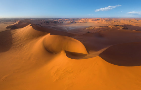 Aerial view of Tin Merzouga dune in Sahara Desert © AmazingAerialAgency