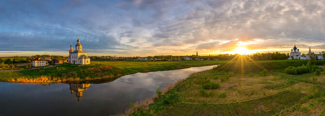Panoramic aerial view of the Elias Church, Suzdal, Russia