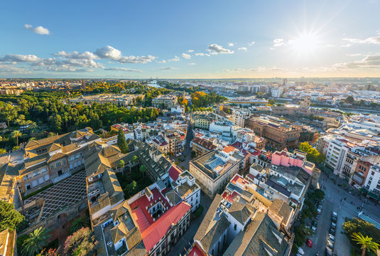 Aerial view of the city of Seville, Spain