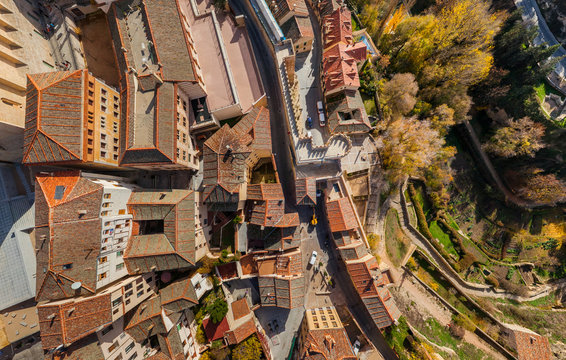 Aerial view of San Andr&Egrave;s Gate, Segovia, Spain