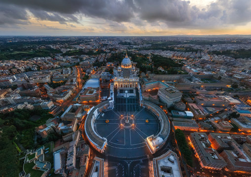 Aerial view of St. Peter?s Basilica, Vatican City State