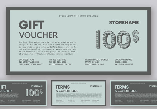 Light Teal and Gray Gift Voucher Layout