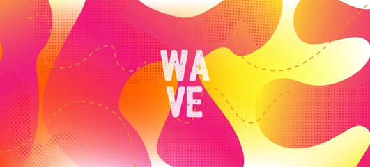 Pink Yellow Fluid Vector Banner. Organic Liquid Dynamic Elements. Glitch 