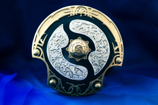 Tournament award online game Aegis on a dark blue background.