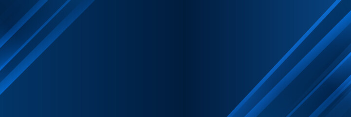 High contrast blue and dark blue glossy stripes. Abstract tech graphic banner design. Vector corporate background for wide banner