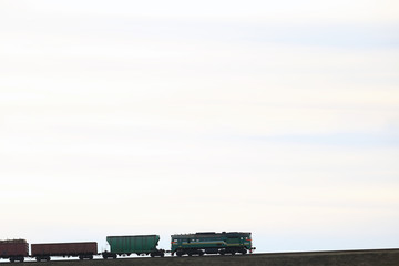 freight train climbs uphill