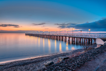 Obraz premium Sunrise at the pier in Orłowo in Gdynia