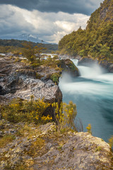 Patagonia el chalten secret waterfall in los glaciares national park argentina. mount fitz roy in the background