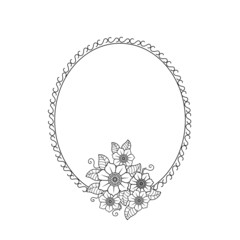 Vector illustration of a round frame with flowers isolated on white © rosangelaincusci