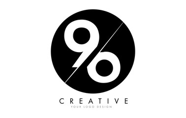 96 9 6 Number Logo Design with a Creative Cut and Black Circle Background. - obrazy, fototapety, plakaty