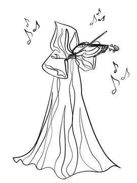 black and white violinist playing music clip art preview