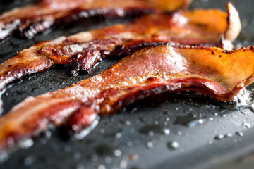 Close up view of roasted bacon