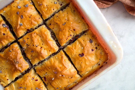 Directly above view of homemade baklava