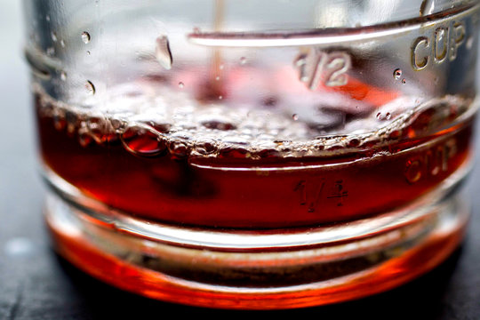 Close up view of red wine vinegar