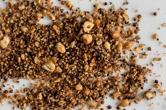 Close up of hazelnut dukkah