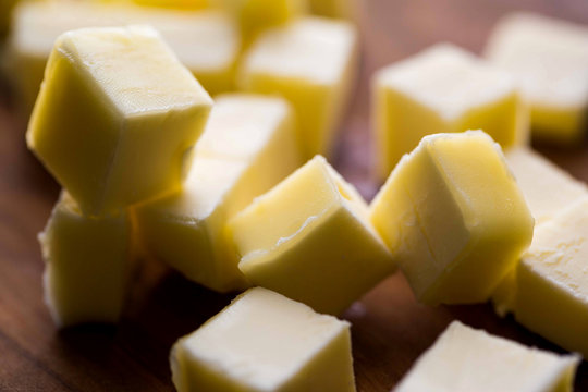 Close up view of butter cubes