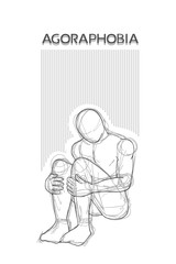 Design of man with agoraphobia draw