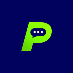 Initial Letter P Chat Logo Design