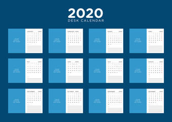 Monthly Desk Calendar template with photo place holder and notes space.
