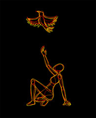 Design of woman and phoenix illustration