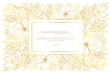 Luxury golden frame for invite, wedding, certificate.