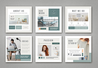Mint and White Social Media Post Layout with Pale Peach Accents
