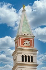 Tower of Venetian Architecture Against White Background