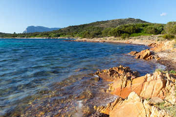 Fototapeta na wymiar stony coast line of Sardinia island, Tyrrhenian coast, Italy