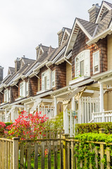 Modern apartment buildings in Richmond, British Columbia, Canada.