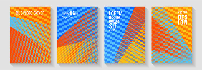 Brochure cover layouts halftone vector set.