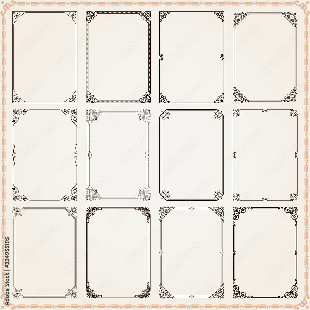 Canvas Prints decorative frames and borders rectangle proportions set 8