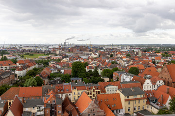 Fototapeta na wymiar High angle view at the Hanseatic city Wismar