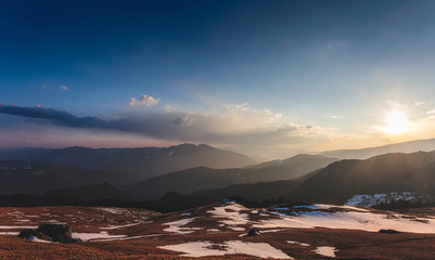 sunset in mountains