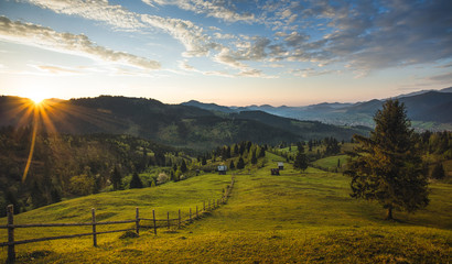 sunset in the mountains