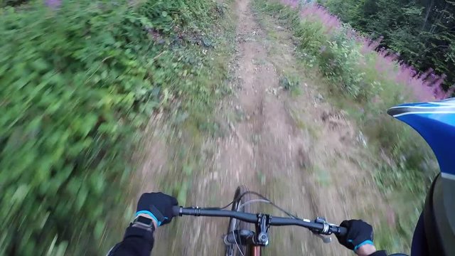 Mountain Bike Downhill Fall And High Speed Crash Helmet Cam POV