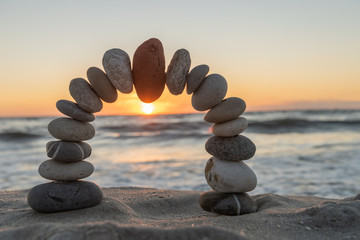 zen stones on the beach