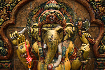 statue in thai temple elephant