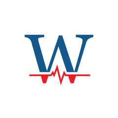 initial letter w cardiogram logo vector