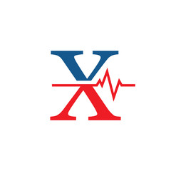 initial letter x cardiogram logo vector