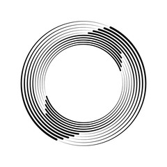 Abstract black speed lines in circle form. Geometric art. Design element for border frame, logo, tattoo, sign, symbol, web pages, prints, posters, template, pattern and abstract background