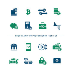 BITCOIN AND CRYPTOCURRENCY ICON SET