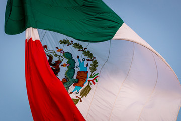 Mexican flag waving in the air