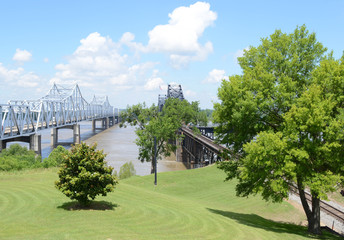 Fototapeta premium Two Bridge Span Across the Water